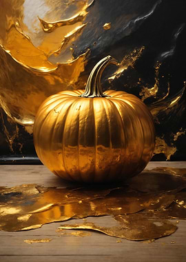Golden Pumpkin - Luxury Fall Art Print