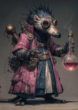 Steampunk Opossum Scientist