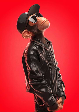 Cool Monkey in Leather Jacket