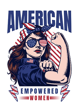 American Empowered Woman Patriotic Illustration