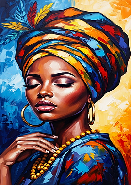 African Woman Portrait with Turban