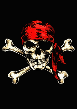 Skull and Crossbones with Red Bandana
