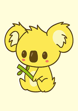 Cute Yellow Koala with Bamboo