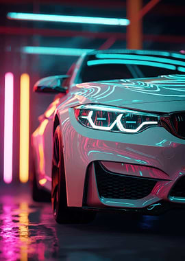 Bmw Car with Neon Lights