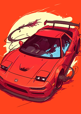 Red Honda NSX Digital Art