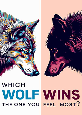 Two Wolves: Colorful and Dark