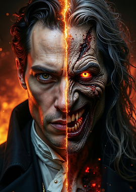 Half Human Half Monster Portrait