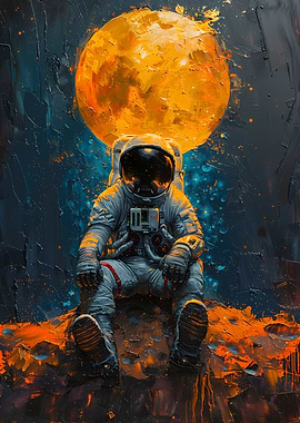 Astronaut and Moon Painting