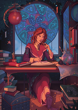 Redhead Wizard Arcane Studies Bookworm