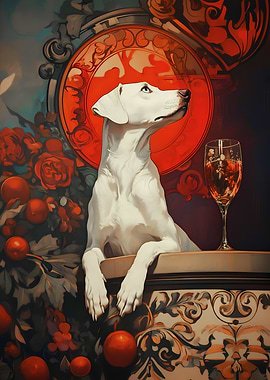 Elegant Dog Portrait with Wine