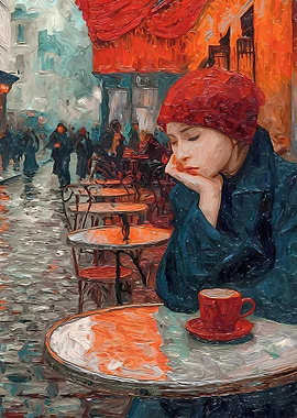 Rainy Day Cafe Painting