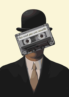 Surreal Cassette Man in Suit