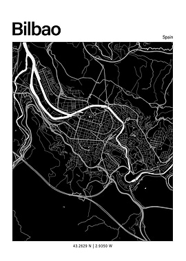 Bilbao Black and White Map