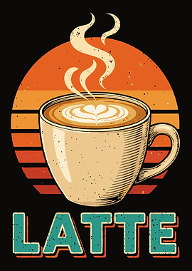 Latte Art Retro Coffee Illustration