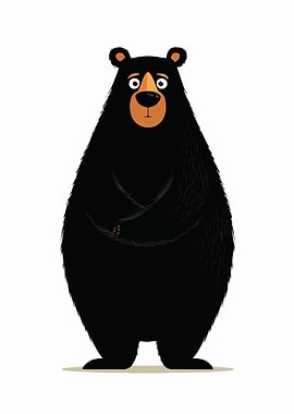 Cartoon Black Bear with Crossed Arms