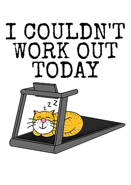 Cat Sleeping On A Treadmill, I Couldn't Work Out Today