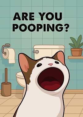 Are You Pooping? Funny Cat Poster
