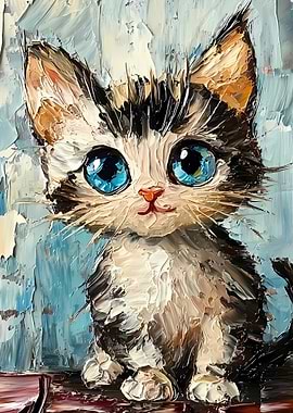Cute Kitten Oil Painting