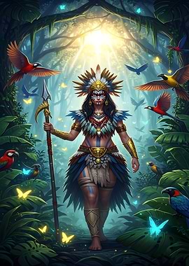 Amazonian Warrior in Jungle