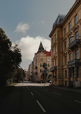 City street with old buildings