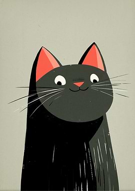 Cartoon Black Cat Illustration