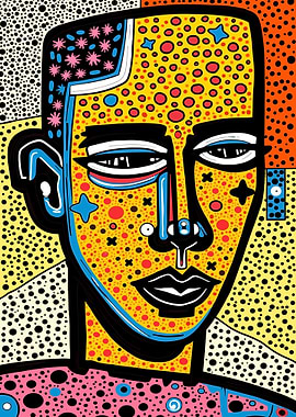 Abstract Portrait with Polka Dots