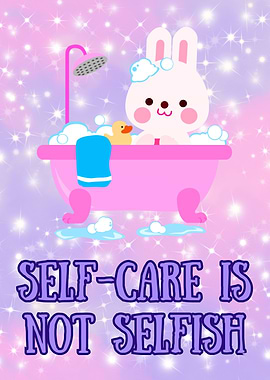 Cute Bunny Self-Care Illustration