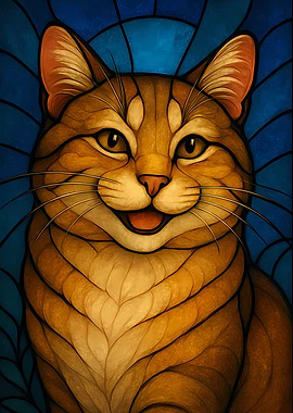 Stained Glass Cat Portrait