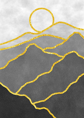 Golden Mountains and Sun