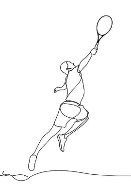 Tennis Player Minimalist Line Art