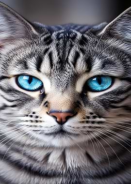 Close-up of a Striped Cat Face