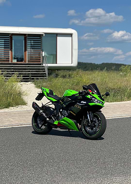 Motorcycle in Green and Black