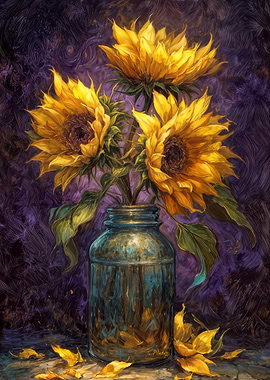 Sunflowers in a Jar Painting