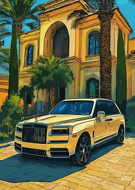 Rolls Royce Cullinan in front of mansion