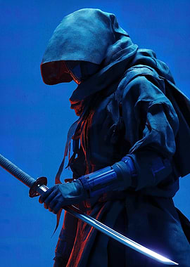 Hooded Warrior with Katana