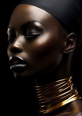 Elegant Woman with Golden Collar