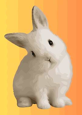 Curious White Bunny Portrait