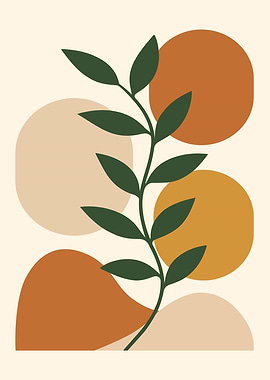 Abstract Botanical Art with Earth Tones
