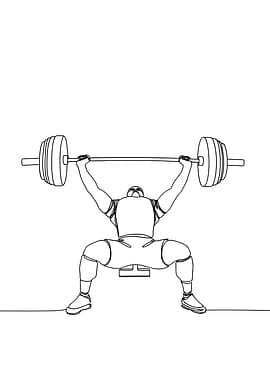 Weightlifter Minimalist Line Art