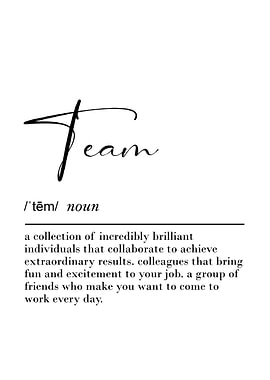 Team Definition Poster Inspirational Wall Art for Collaboration & Office Culture