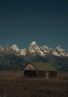 Cabin in the Mountains Landscape