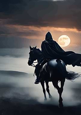Dark Rider Under Moonlight