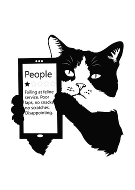 Cat Holding Phone Reviewing People