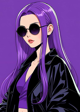 Anime Girl with Purple Hair