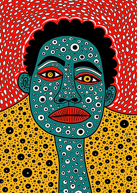 Abstract Portrait with Polka Dots
