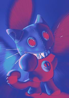 Creepy Stitched Cat Doll Illustration