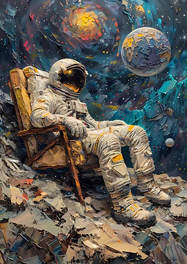 Astronaut Relaxing in Space Art
