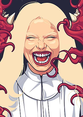 Demonic Woman Surrounded by Tentacles