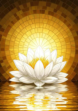 White Lotus Flower in Golden Light