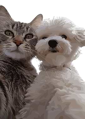 Cat and Dog Portrait